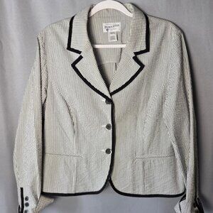 Pendleton Seersucker Blazer Women's Preppy Striped Lightweight Career Jacket